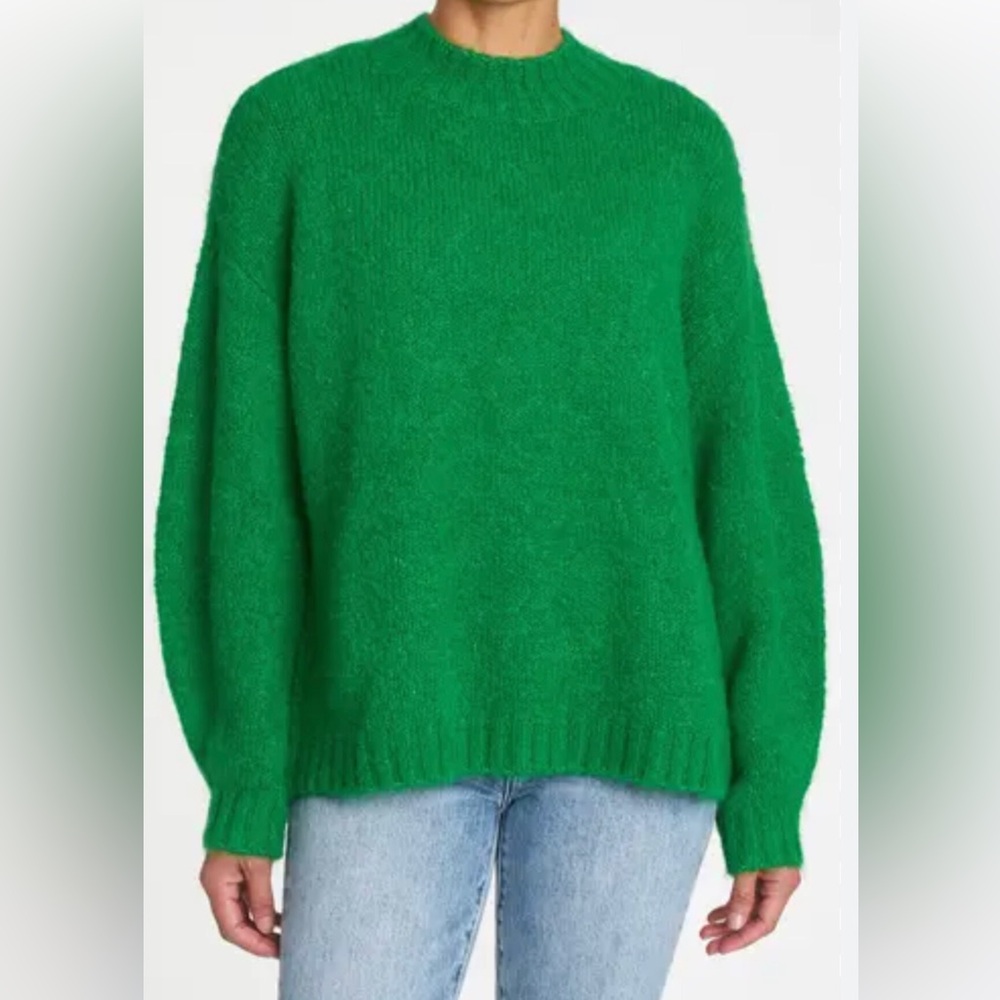 Pistola Carlen Fern Green Mock Neck Oversized Sweater,Size-Small(P2P-23.75”-24”)